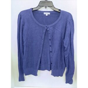 Downeast Cardigan Women's Size Large Navy Blue Button Up
